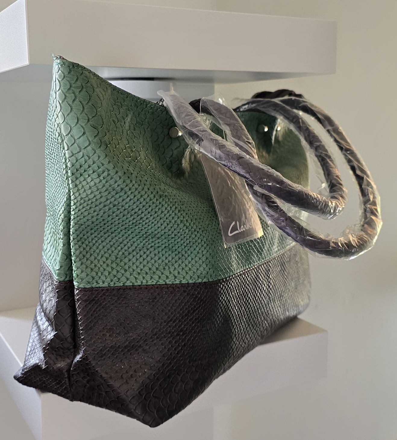 Clarks Women Handbag with Snake Skin Effect